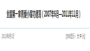 全国第一家青爱小屋功德簿（2007年6月—2011年11月）